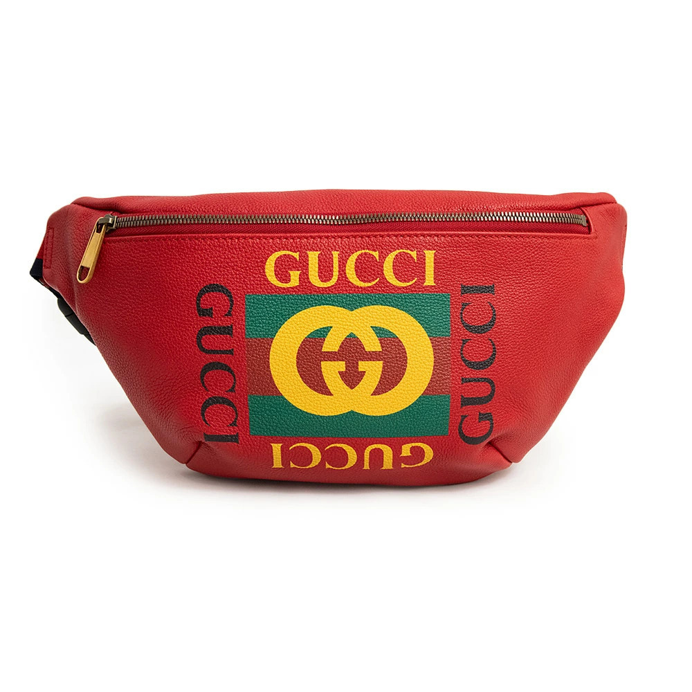 Gucci Body Bum Crossbody Belt Belt Bag Waist Clutch Calfskin Leather Red